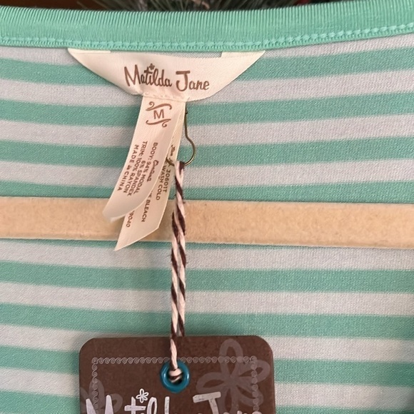 MATILDA JANE Mint/Navy/White Striped & Polka Dot Talk Tomorrow Top,Medium, NWT. - Picture 5 of 8